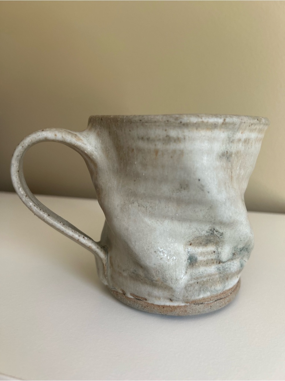 Hand Thrown Studio Art Pottery Coffee Mug grey Handmade Signed by unknown Artist